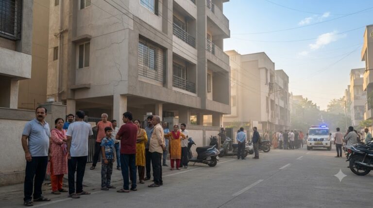 अहमदाबाद में भूकंप के बाद बाहर निकले लोग