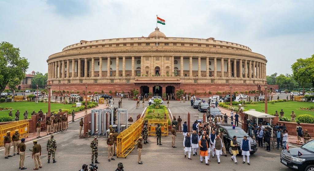 संसद भवन में मानसून सत्र के दौरान की कार्यवाही का दृश्य।लोकसभा
