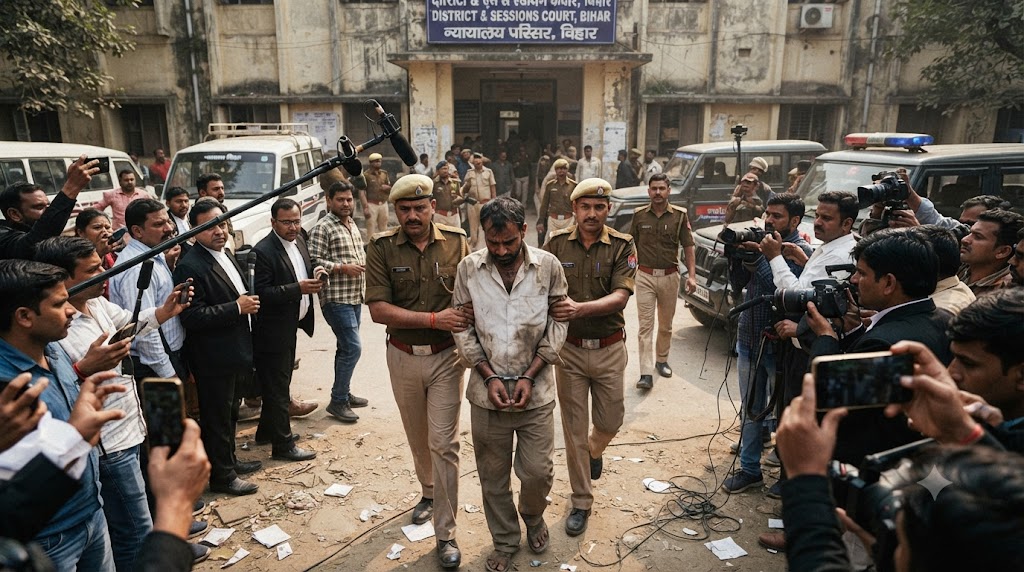 भरत तिवारी एनकाउंटर मामले में पुलिस जांच का प्रतिनिधि दृश्य